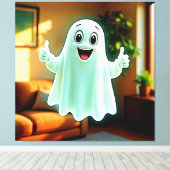 De duimen van Happy Ghost Canvas Afdruk (Insitu (Houten vloer))