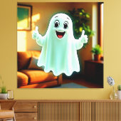 De duimen van Happy Ghost Canvas Afdruk (Insitu (Woonkamer))