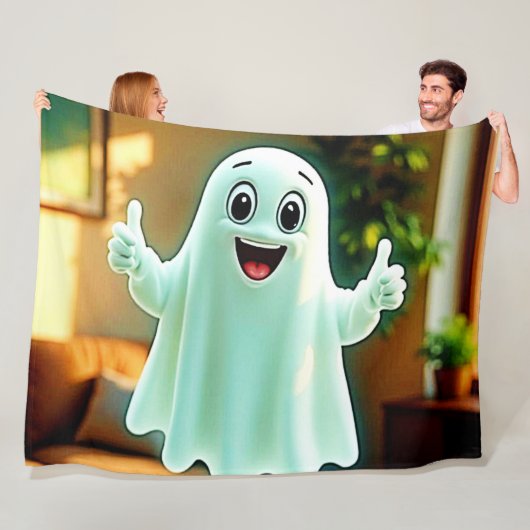 De duimen van Happy Ghost Fleece Deken (In situ)