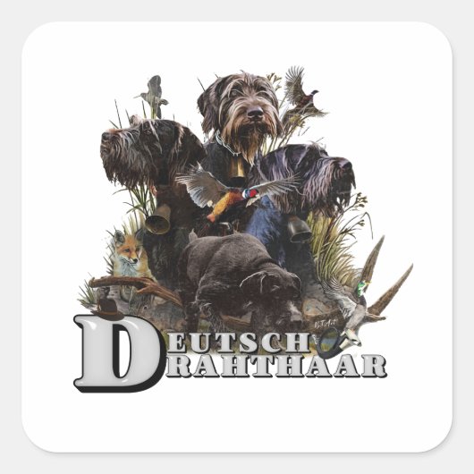 De Duitse draadaanwijzer Vierkante Sticker (Voorkant)