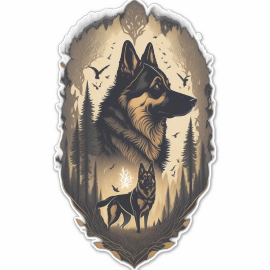 De Duitse Herder 005 Sticker (Voorkant)