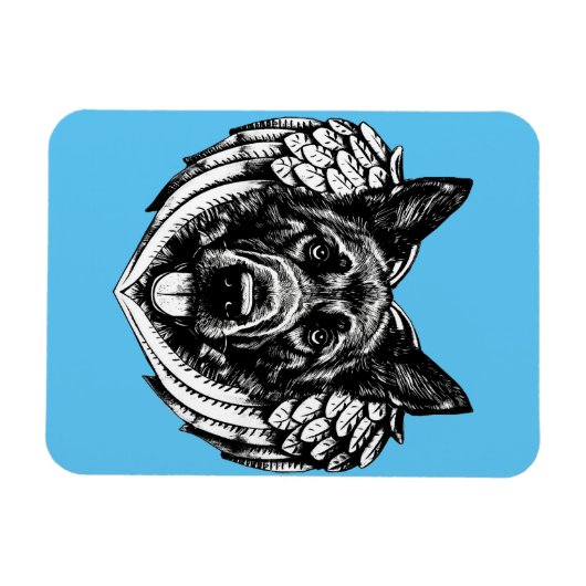 De Duitse herder Angel-hoofdkunstschildering Magneet (Horizontaal)