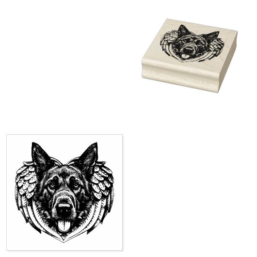 De Duitse herder Angel-hoofdkunstschildering Rubberstempel (Gestempeld)