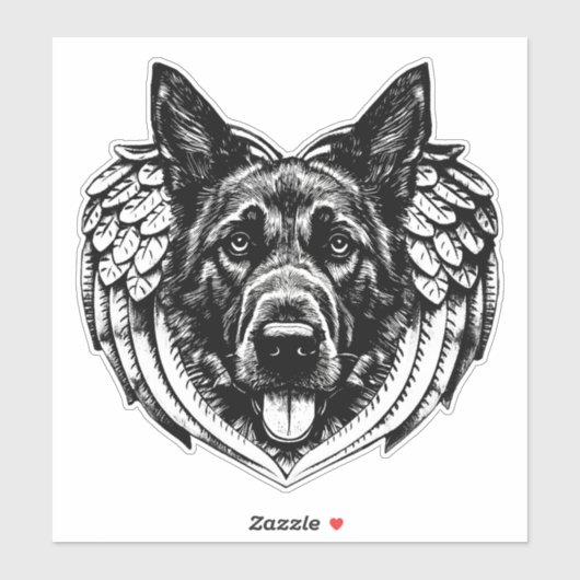 De Duitse herder Angel-hoofdkunstschildering Sticker (Vel)
