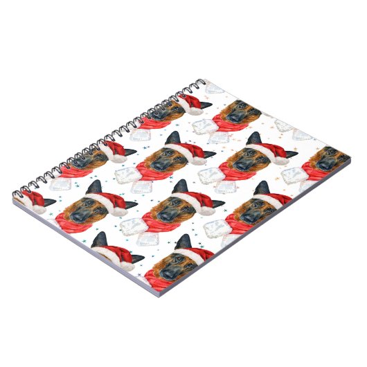 De Duitse herder Breed Dog Pattern sterft Kerstmis Notitieboek (Linkerzijde)