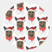 De Duitse herder Breed Dog Pattern sterft Kerstmis Ronde Sticker (Voorkant)