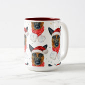 De Duitse herder Breed Dog Pattern sterft Kerstmis Tweekleurige Koffiemok (Voorkant rechts)