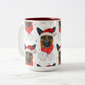De Duitse herder Breed Dog Pattern sterft Kerstmis Tweekleurige Koffiemok (Voorkant links)