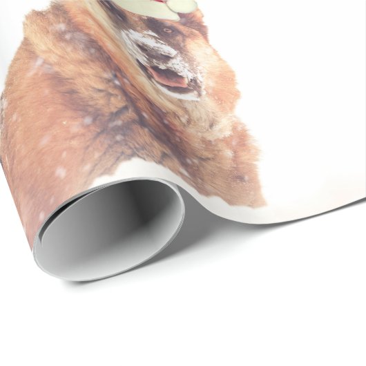 De Duitse herder in de sneeuwfeestelijke krant Cadeaupapier (Rol Hoek)