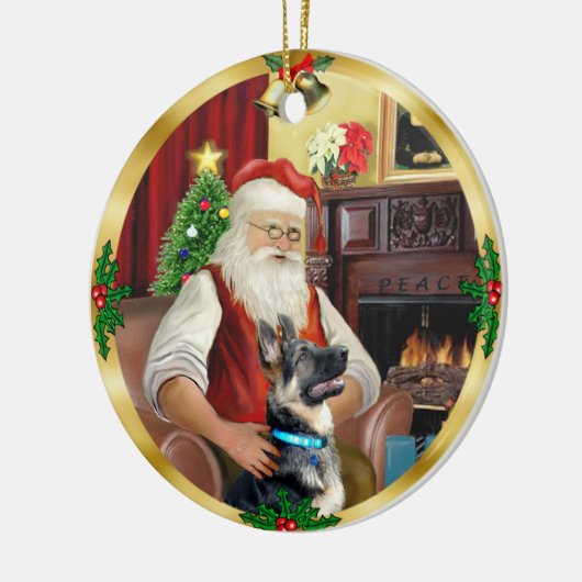 De Duitse Herder van de Kerstman #15 Keramisch Ornament (Links)