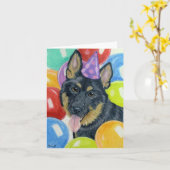 De Duitse herder van de verjaardag Kaart (Gele Bloem)