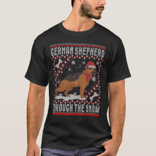 De Duitse herderhond door de sneeuw Ugly Sweater T-shirt