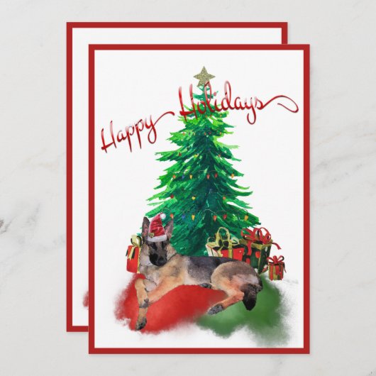 De Duitse herderhond Laying by Kerstmis (Voorkant / Achterkant)