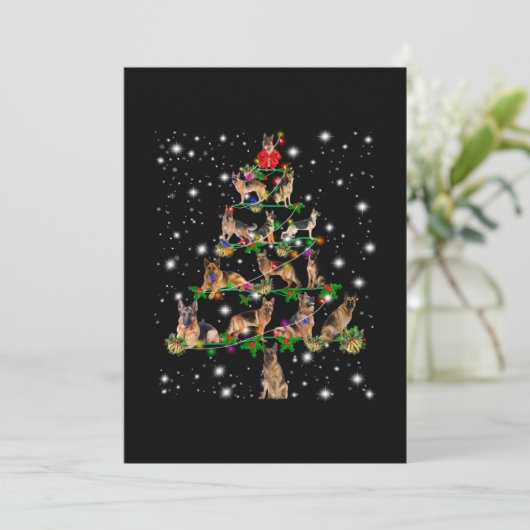 De Duitse kerstboom, bedekt door vlieglicht Bedankkaart (Staand voorkant)