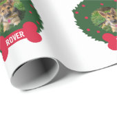 De Duitse kerstman Shepherd Wreath Dog's Foto Name Cadeaupapier (Rol Hoek)