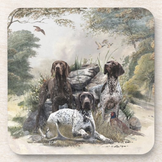 De Duitse kortharige pointer of Deutsch Kurzhaar Bier Onderzetter (Voorkant)