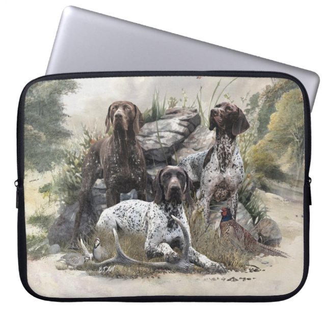 De Duitse kortharige pointer of Deutsch Kurzhaar Laptop Sleeve (Voorkant)