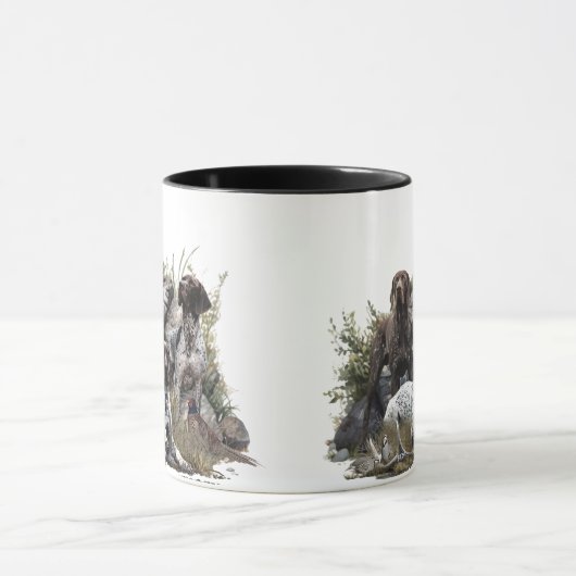 De Duitse kortharige pointer of Deutsch Kurzhaar Mok (Midden)