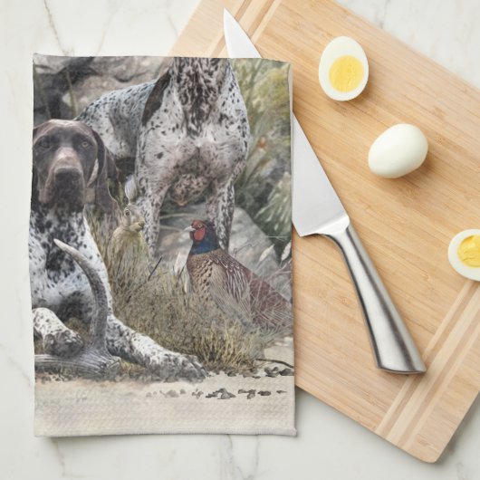 De Duitse kortharige pointer of Deutsch Kurzhaar Theedoek (Quarter Fold)