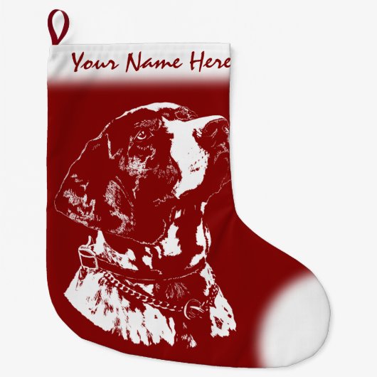 De Duitse pointer-kerststaartopening Dog Stockings Grote Kerstsok (Voorkant)