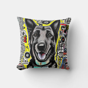 De Duitse Pop Shepherd Art met GSD, Gellow Red Blu Kussen
