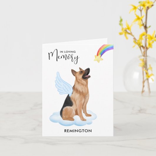 De Duitse Shepherd Angel Dog Pet verliest sympathi Kaart (Gele Bloem)