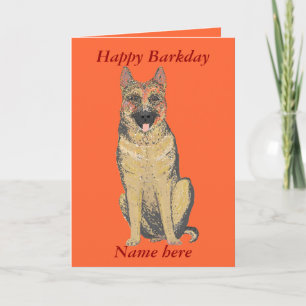 De Duitse Shepherd Birthday Card voegt de naam aan Kaart