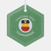 De Duitse vlag kerstman naam jaar Hexagon Glas Ornament (Voorkant)
