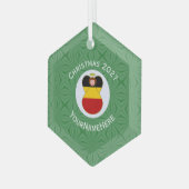 De Duitse vlag kerstman naam jaar Hexagon Glas Ornament (Voorkant links)