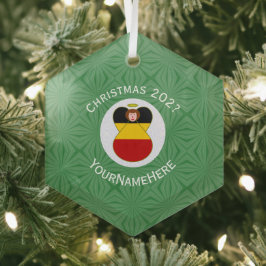 De Duitse vlag kerstman naam jaar Hexagon Glas Ornament