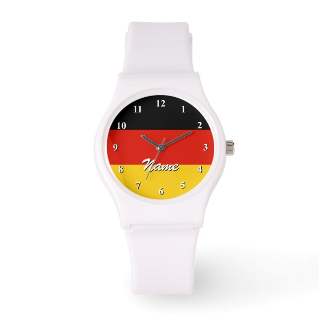 De Duitse vlag let op | Personaliseerbare met naam Horloge (Voorkant)