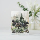 De Duitse Wirehaired Pointers, Art Feestdagenkaart (Staand voorkant)