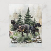 De Duitse Wirehaired Pointers, Art Feestdagenkaart (Voorkant)