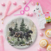 De Duitse Wirehaired Pointers, Art Papieren Bordje (Feest)