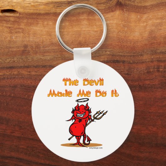 De duivel deed het. Grappig Sleutelhanger (Achterkant)