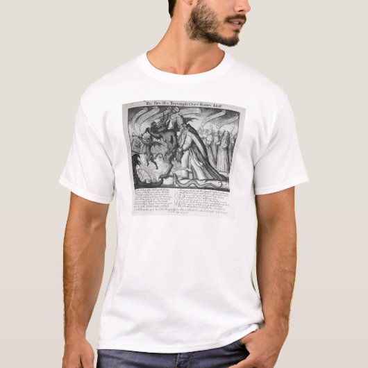 De Duivel die de paus in Chains leidt, 1680 T-shirt (Voorkant)