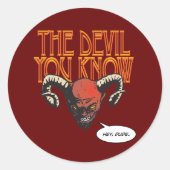 De duivel die je kent DK Red BG Ronde Sticker (Voorkant)