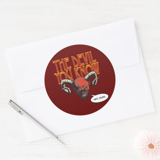 De duivel die je kent DK Red BG Ronde Sticker (Envelop)