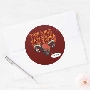 De duivel die je kent DK Red BG Ronde Sticker