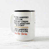 De duivel fluisterde in mijn oorleven Inspirerend Tweekleurige Koffiemok (Voorkant links)