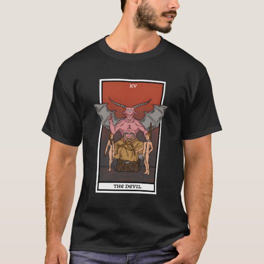 De Duivel Gotische Tarot Kaart Lezing Fortune Tell T-shirt (Voorkant)