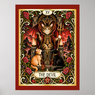 De Duivel Kat Tarot - Verleiding en Schaduw Poster