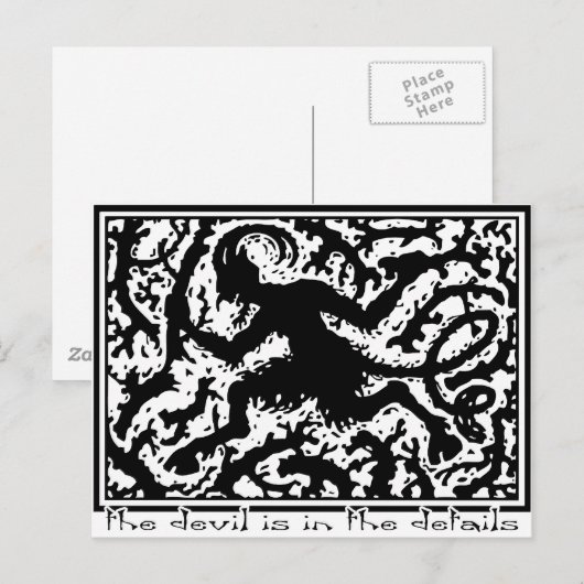 De duivel staat in de details briefkaart (Voorkant / Achterkant)