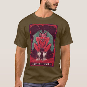 De duivel-tarotkaarten occult-skelet t-shirt