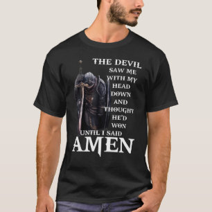De duivel zag me met mijn hoofd naar beneden en da t-shirt