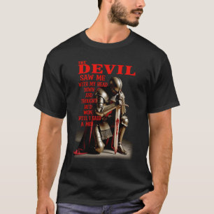 De duivel zag me met mijn hoofd naar beneden en da t-shirt