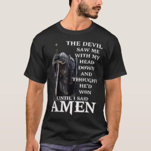De duivel zag me met mijn hoofd naar beneden en da t-shirt