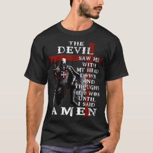 De duivel zag me met mijn hoofd naar beneden en da t-shirt