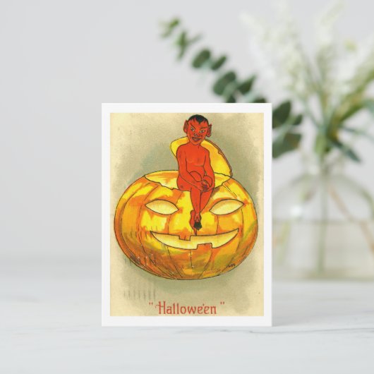 De duivels halloween, Vintage Briefkaart (Staand voorkant)