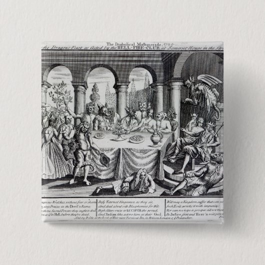 De duivelse maskquerade vierkante button 5,1 cm (Voorkant)